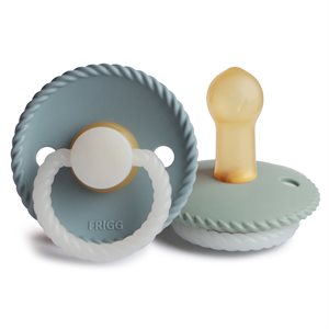 FRIGG Rope - Round Latex 2-Pack Pacifiers - Stone Blue Night/Sage Night - Size 2